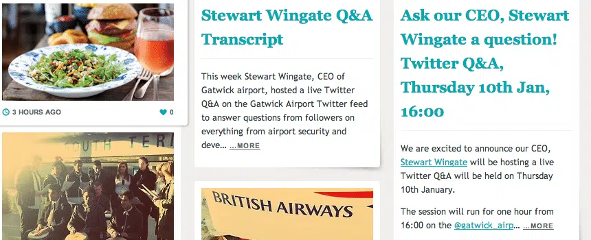 Gatwick Airport CEO Stewart Wingate adds a face to the brand, answering questions Live on Twitter #askGatwick